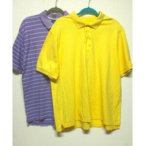 Lot of 2 Mens Polo Shirts XL Izod Croft & Barrow Blue Purple & Yellow COTTON EUC